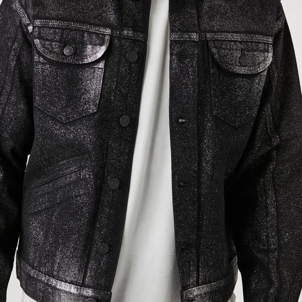 Forever 21 Metallic Black Denim Jacket XL